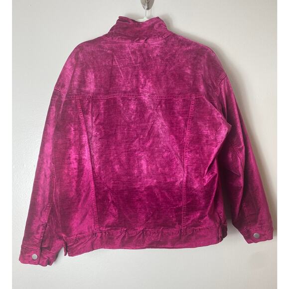 FREE PEOPLE JACKET PINK BOMBER TRUCKER VELVET MOTO FALL TECHNICOLOR WINTER EDGY - Picture 5 of 16
